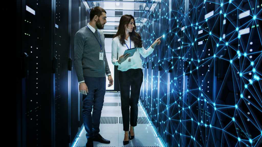 man and woman servers
